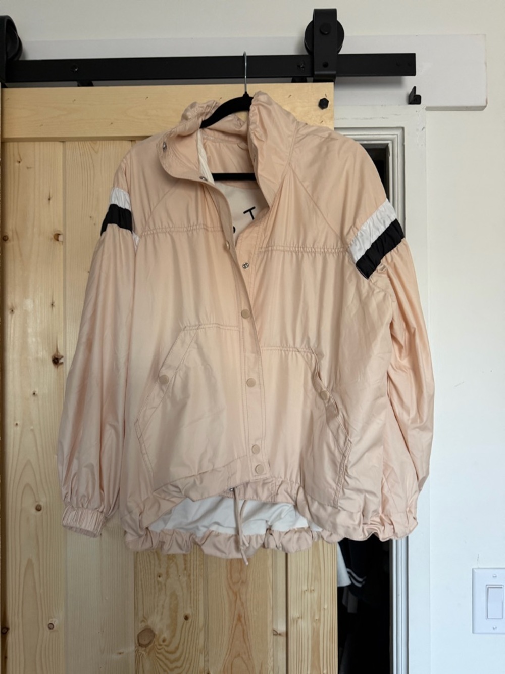 FP Movement Women's Lightweight Peach Windbreaker Jacket with Contrast Stripes